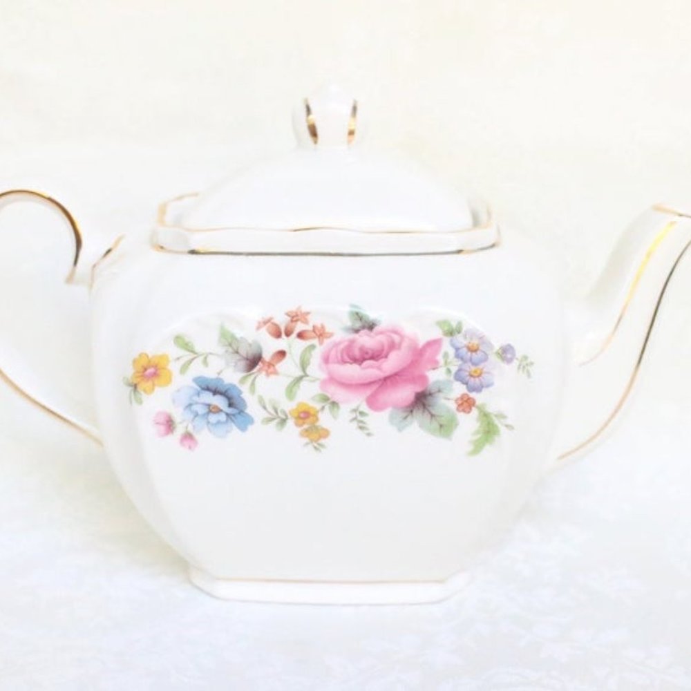 Sadler Cube Teapot, Vintage Sadler Rose Tea Pot